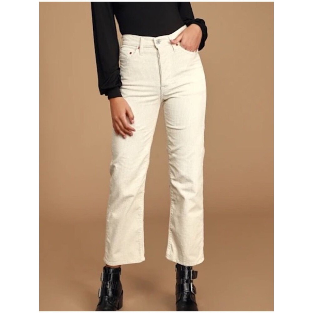 Levi's Off-White Straight-Leg Cropped Jeans size 26